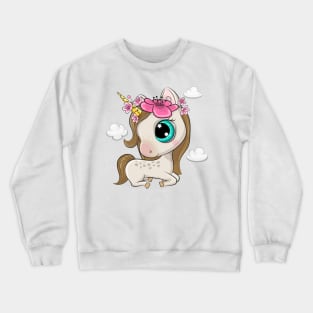 Cute unicorn with flowers. Crewneck Sweatshirt